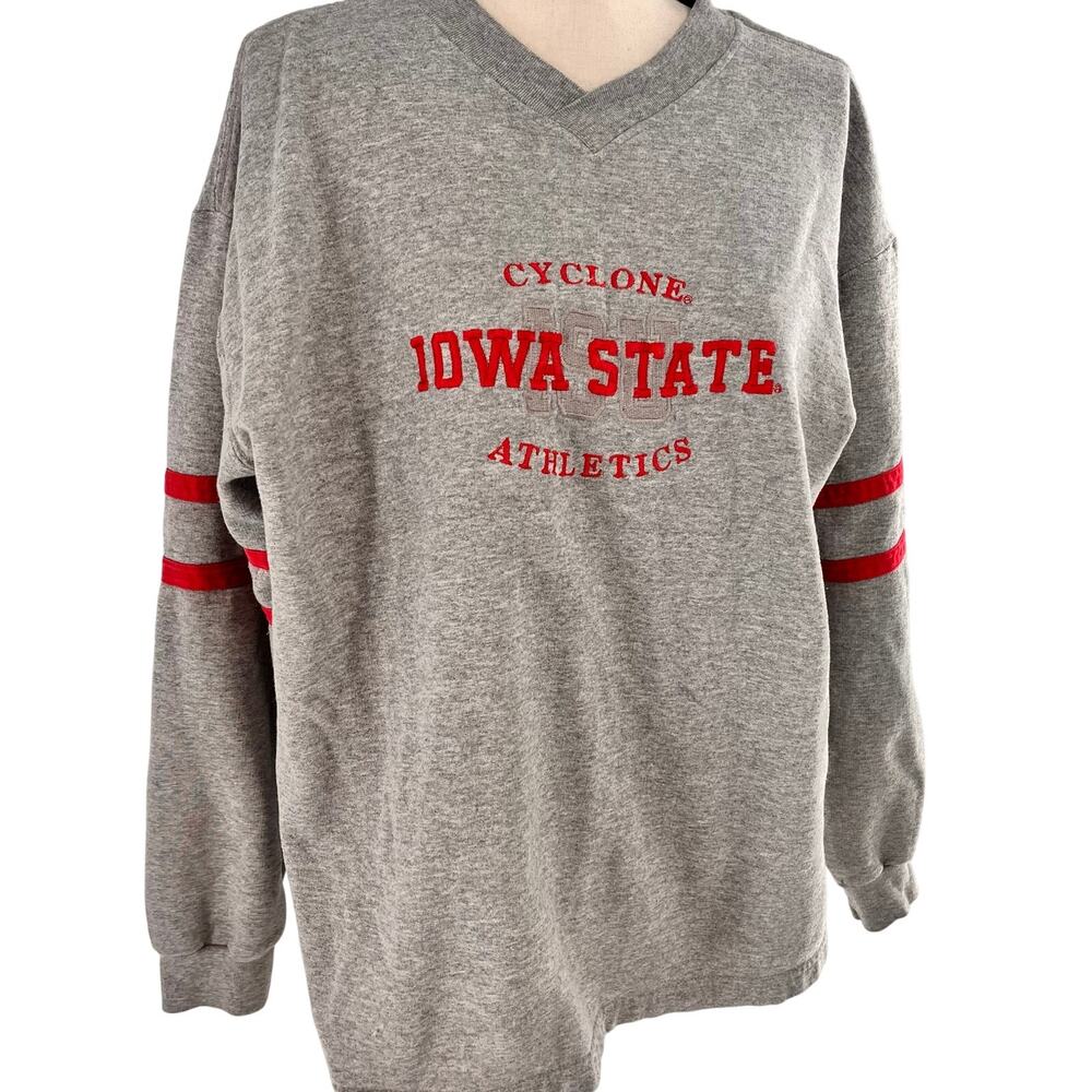 vintage 2XL women's v neck Iowa State Cyclones athletics sweater embroidered